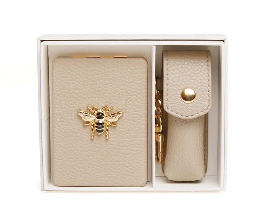 Stone - Oblong compact Mirror & Liptick holder gift set