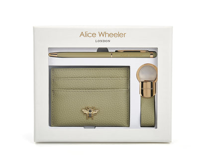 Pistachio Bow Card Holder, Key Ring and Pen Gift Set