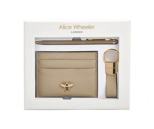 Stone Bow Card Holder, Key Ring and Pen Gift Set