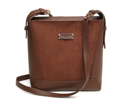 Chocolate - Kensington Suedette Crossbody Bag