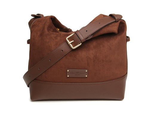 Chocolate - Kensington Suedette Large Crossbody Bag
