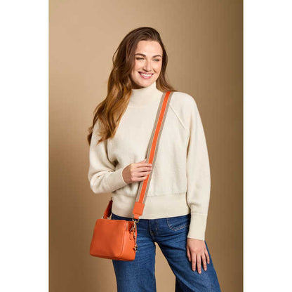 Orange - Dual Double Zip Crossbody Bag