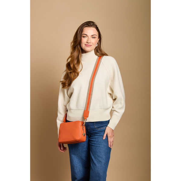 Orange - Dual Double Zip Crossbody Bag