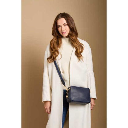 Navy - Dual Double Zip Crossbody Bag