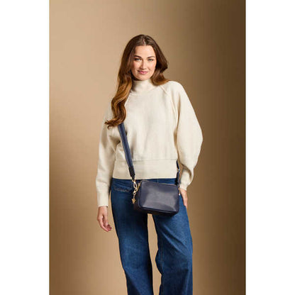 Navy - Dual Double Zip Crossbody Bag