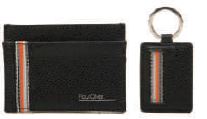 Mens Gift Set Card Wallet & Keyring With Orange Stripe - by Paul Oliver