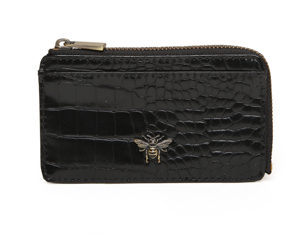 Luxury Croc Black Bath Coin Card Purse