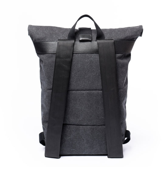 Mens Roll Top Backpack With Graphite Stripe - by Paul Oliver