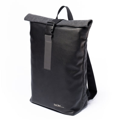 Mens Roll Top Backpack With Graphite Stripe - by Paul Oliver