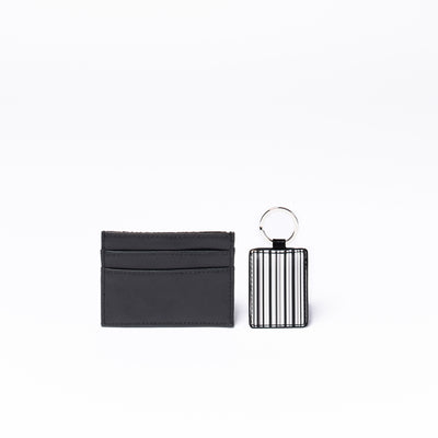 Mens Gift Set Card Wallet & Keyring With PO Stripe - by Paul Oliver