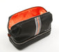 Mens black luxury wash bag with orange stripe - by Paul Oliver