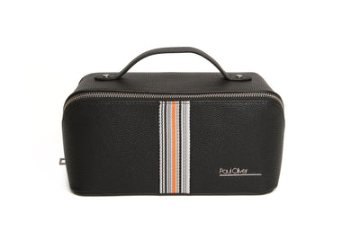 Mens Luxury Train Case with Orange Stripe - by Paul Oliver