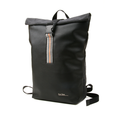 Mens Roll Top Backpack With Orange Stripe - by Paul Oliver