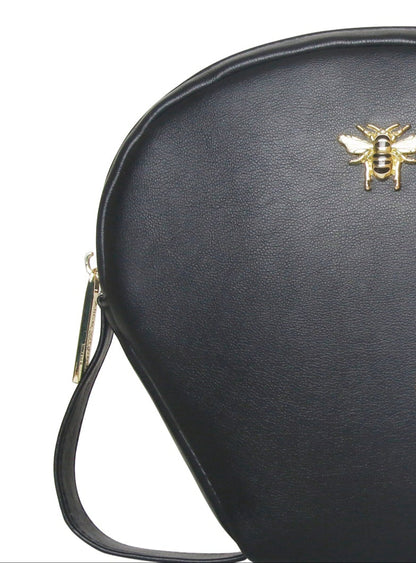 Black - Padded Luxury Travel Case with Round Silver Mirror (1x and 3x)