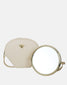 Cream travel case with 7x magnifying mirror