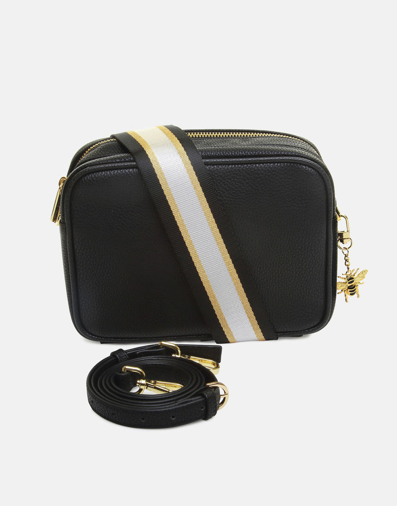 Leather Double Zip Camera Crossbody