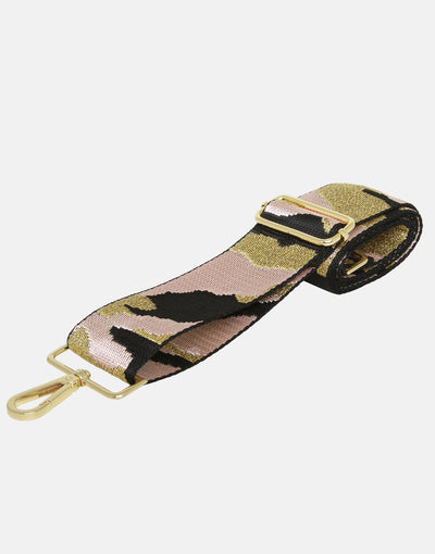 Pink camouflage woven shoulder strap