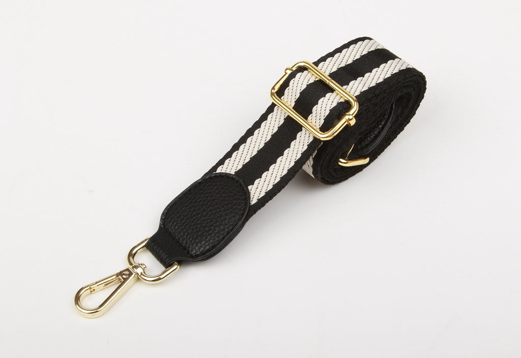 Black and white woven shoulder strap – Alice Wheeler London