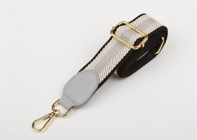 Grey and White woven shoulder strap