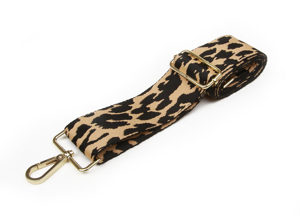 Leopard print woven shoulder strap